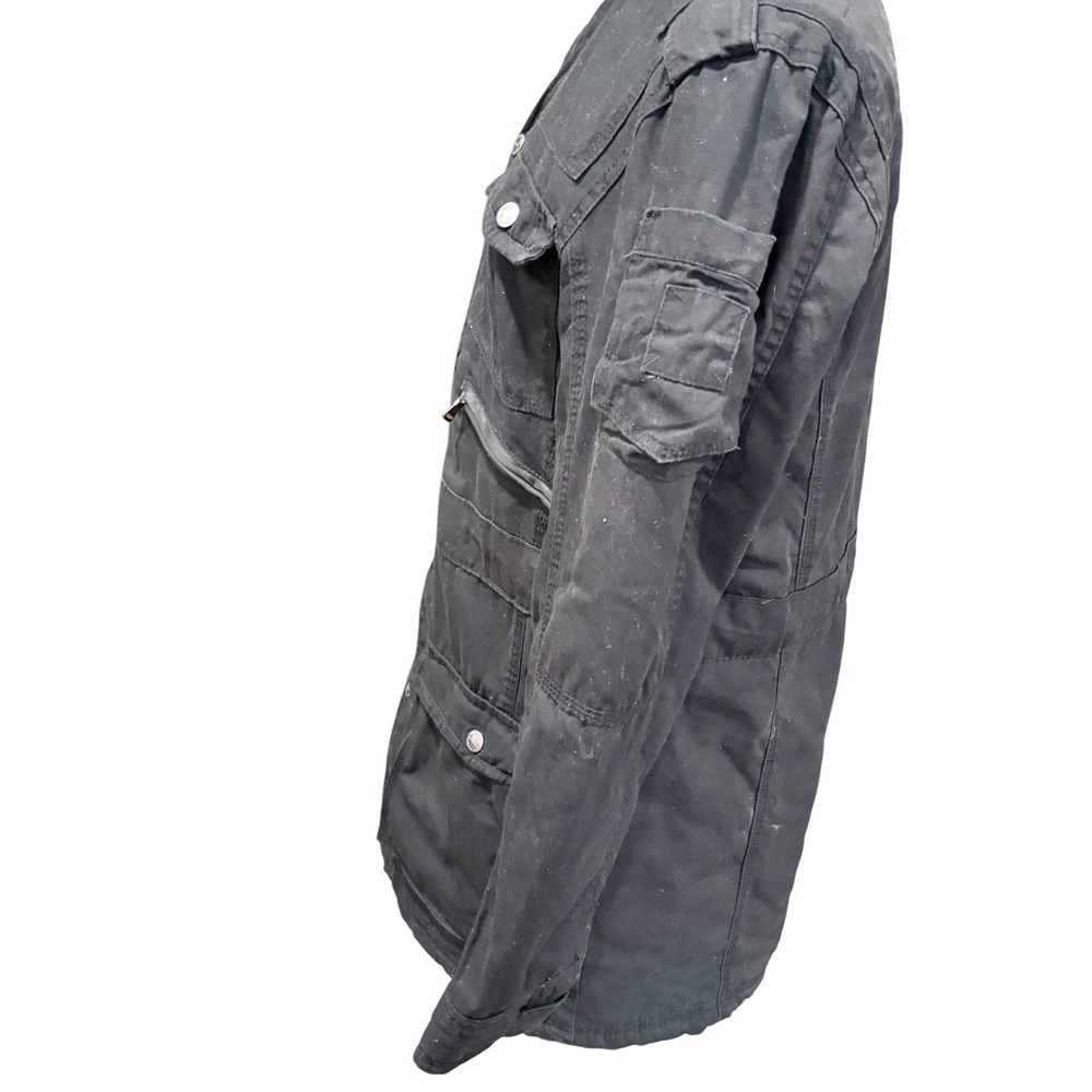 DeFacto Young Mens Black Sherpa Lined Military Field Jacket Utility Parka Size M - Picture 3 of 7